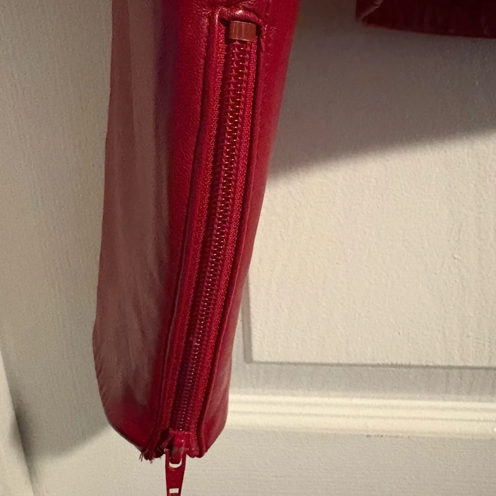 Danier Vibrant Red Leather Jacket - Picture 3 of 6